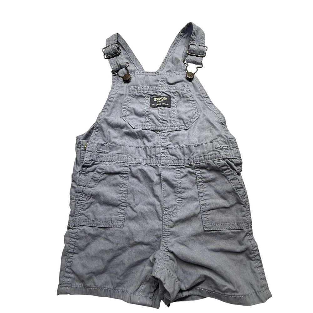OshKosh B'gosh 18M Blue Cotton Shortalls Short Overalls Baby Unisex